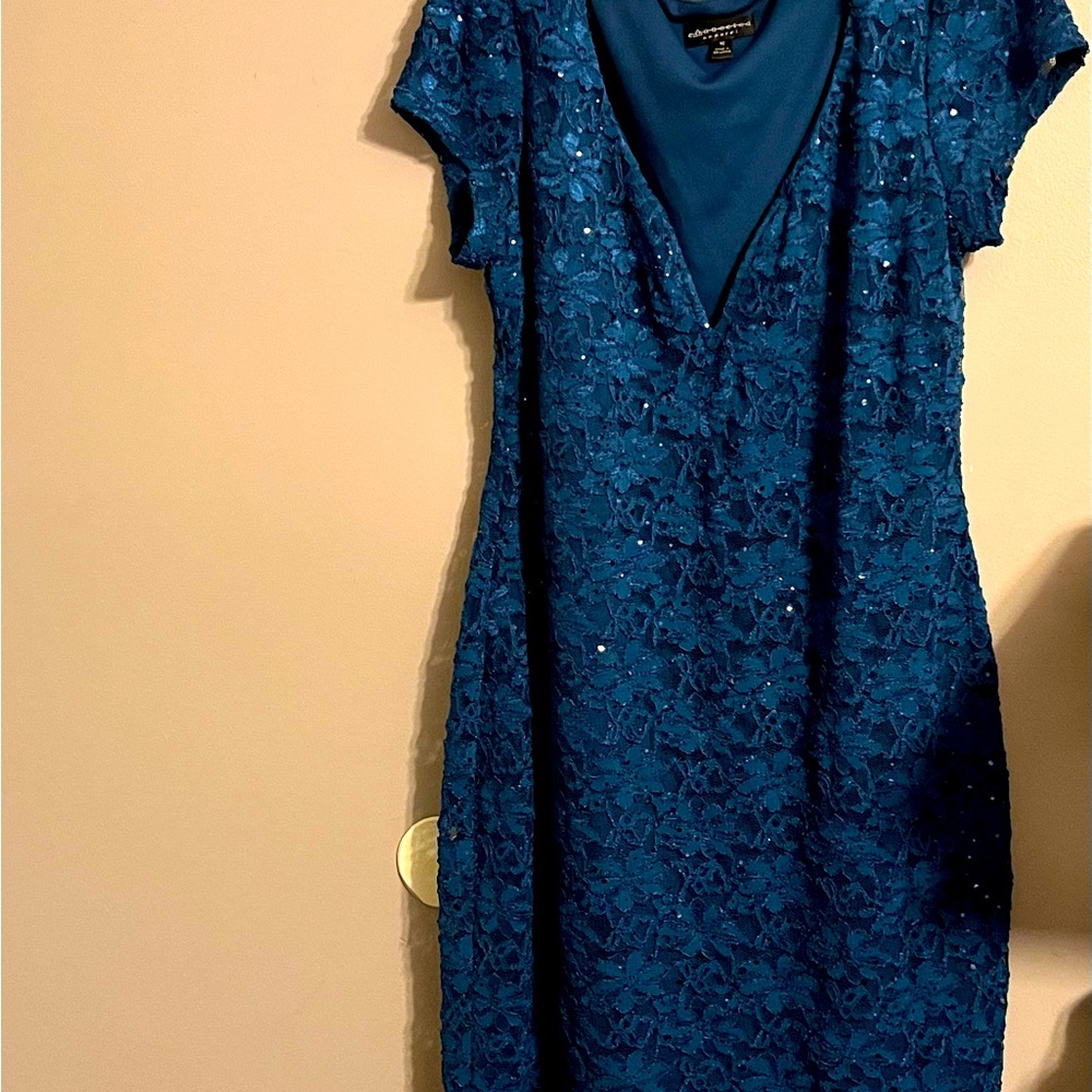 Women’s Blue sequined Dress - Connected Apparel - Size 16